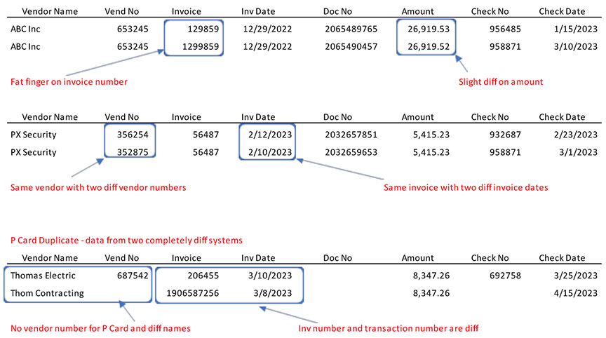 duplicate payment example